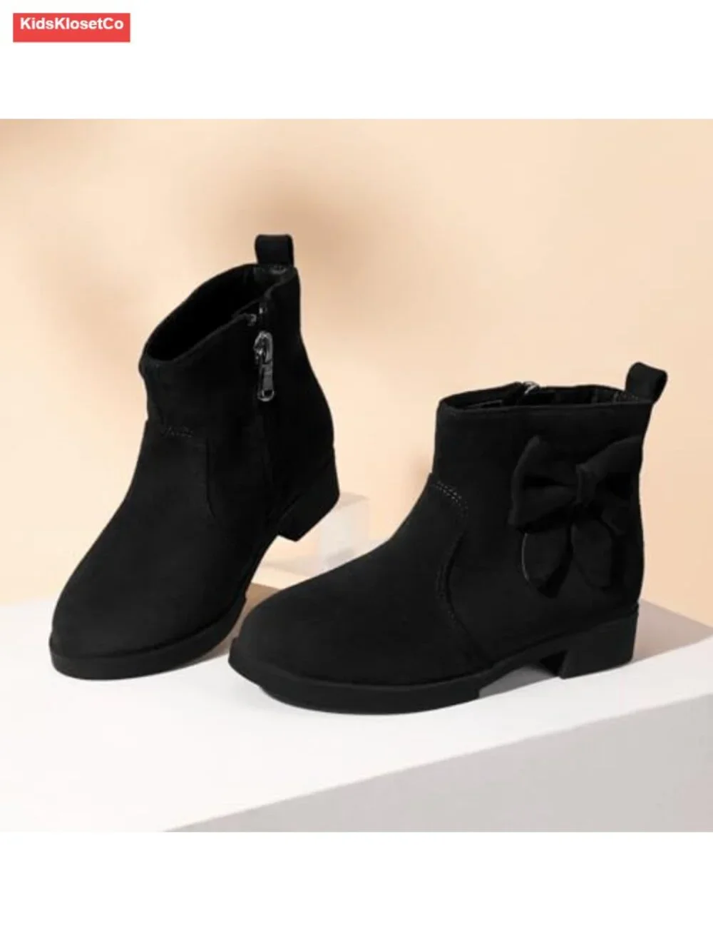 Girls Ankle Boots Bowknot Dress Booties Side Zipper